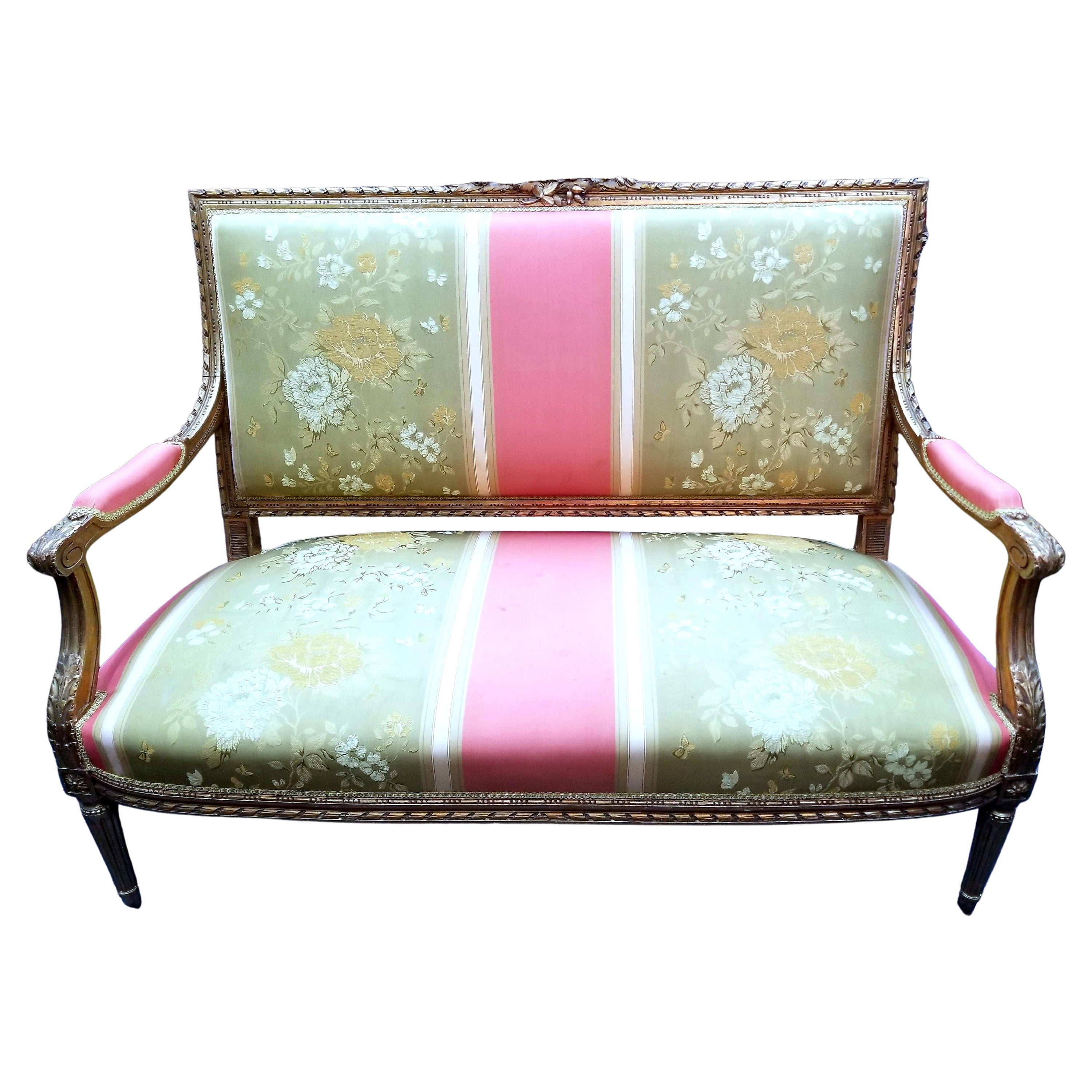 Louis XIV Guiltwood Settee, Mid 19th Century 'Matching Chairs & Foot. Avail.' For Sale