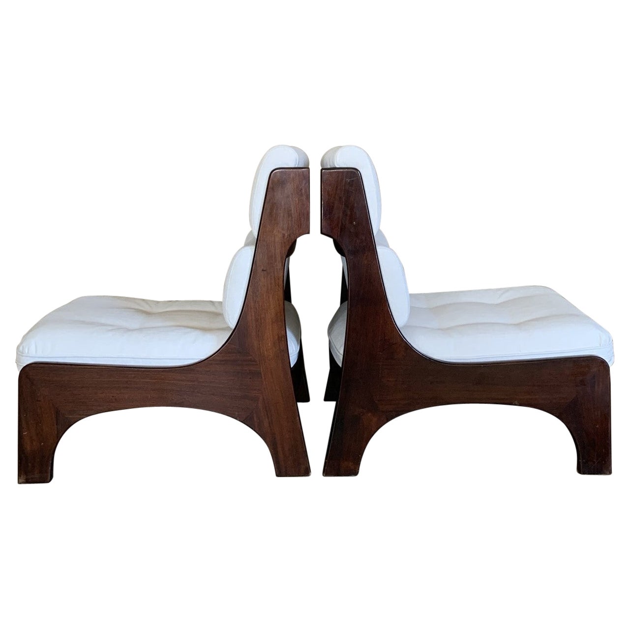 Pair of Vintage Italian Lounge Slipper Chairs, 1960s