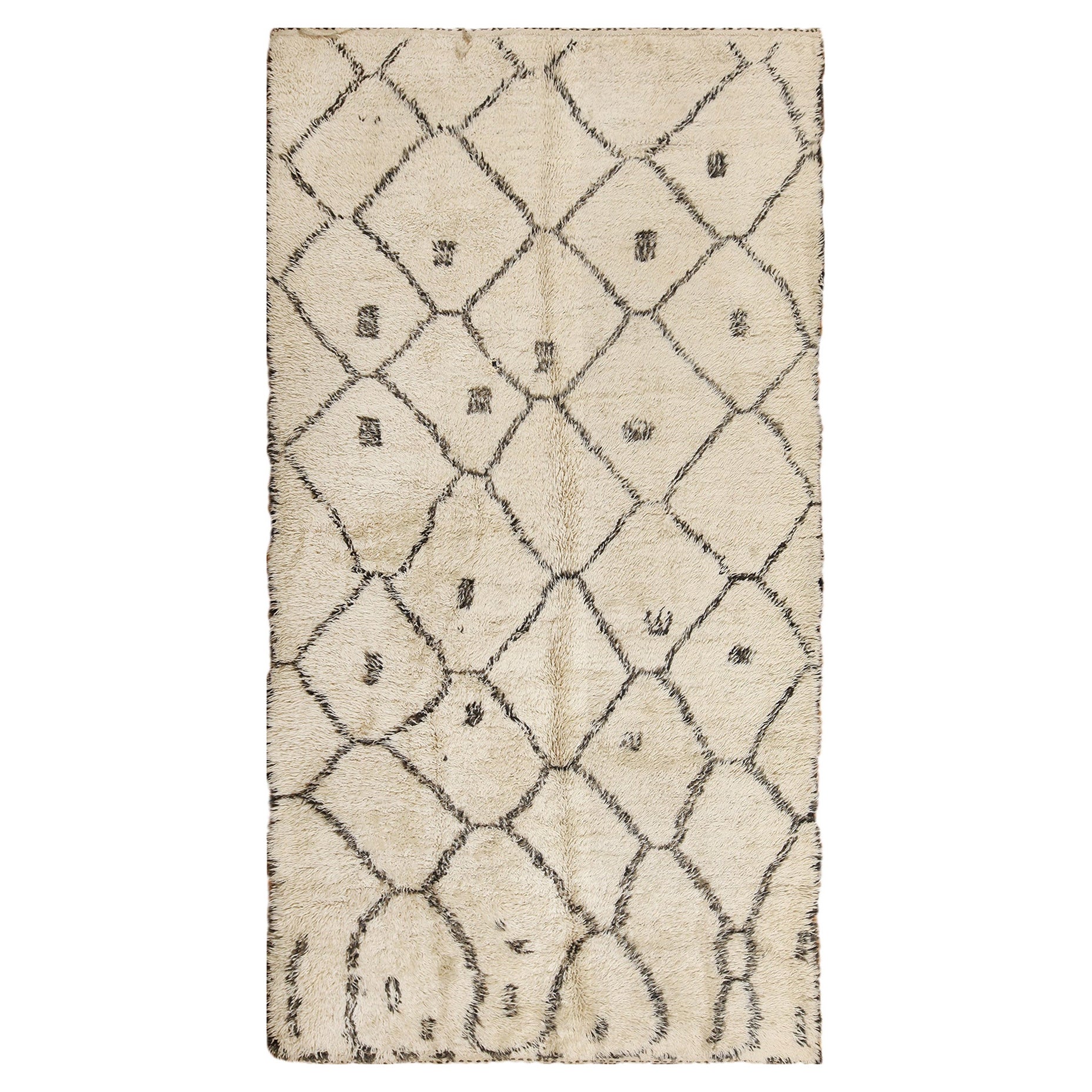Marokkanischer Beni Ourain-Teppich im Vintage-Stil. 6 ft 6 in x 12 ft 3 in 