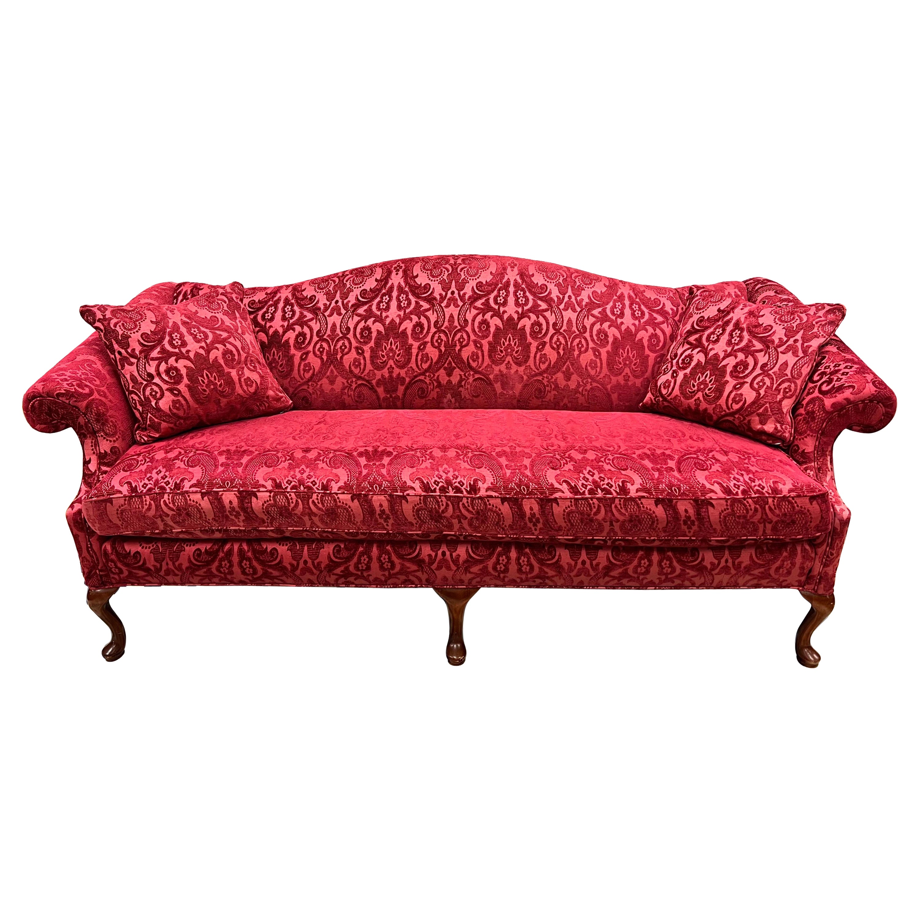 Antique Chippendale Settee Sofa with Fortuny Red Velvet Upholstery For Sale  at 1stDibs | red velvet couch, red settee, red velvet settee