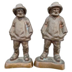 American Rare Pair Bronze Nautical Fishermen Seamen Sculptures