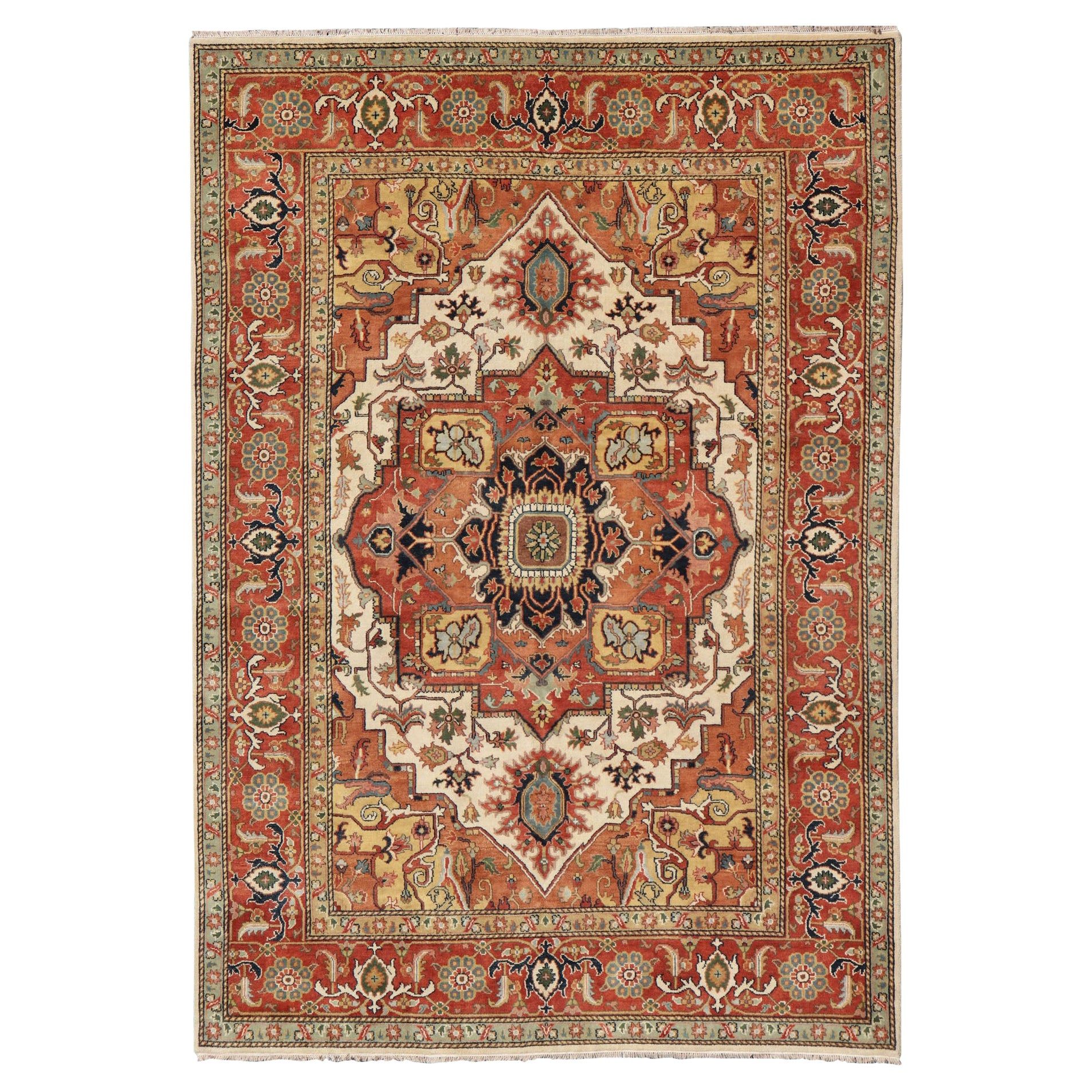 Large Heriz-Serapi Design With Geometric Medallion by Keivan Woven Arts 