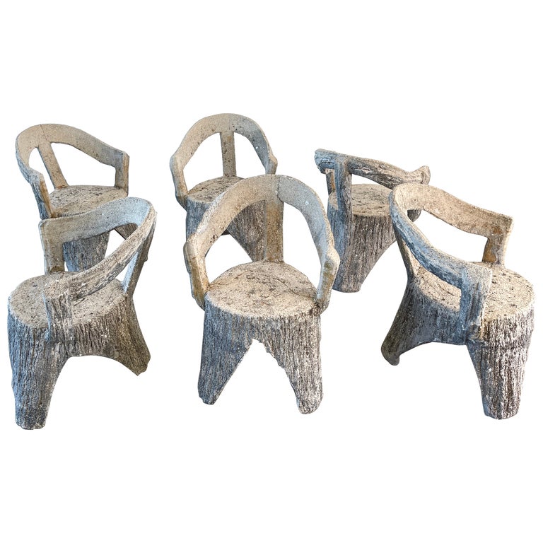 Faux Bois Concrete Garden Chairs For Sale