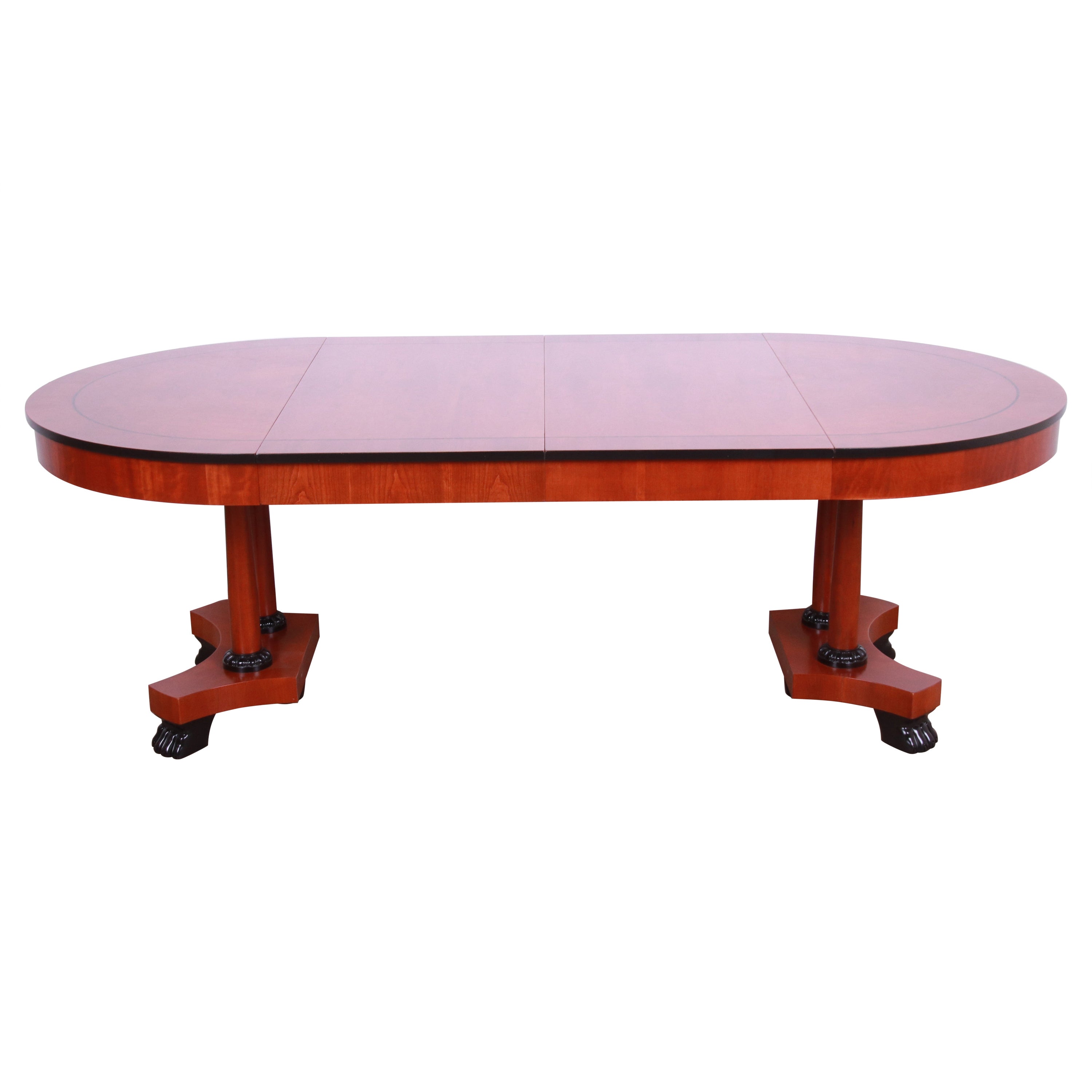 Baker Furniture Neoclassical Cherry Wood Extension Dining Table, Refinished