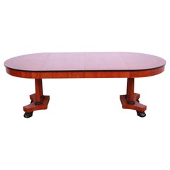 Retro Baker Furniture Neoclassical Cherry Wood Extension Dining Table, Refinished