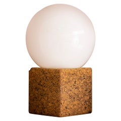 Mid Century Cork and Glass Globe Lamp