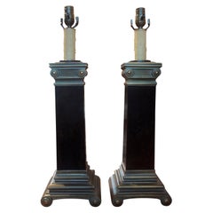 Pair of Brass Neoclassical Style Corinthian Column Lamps
