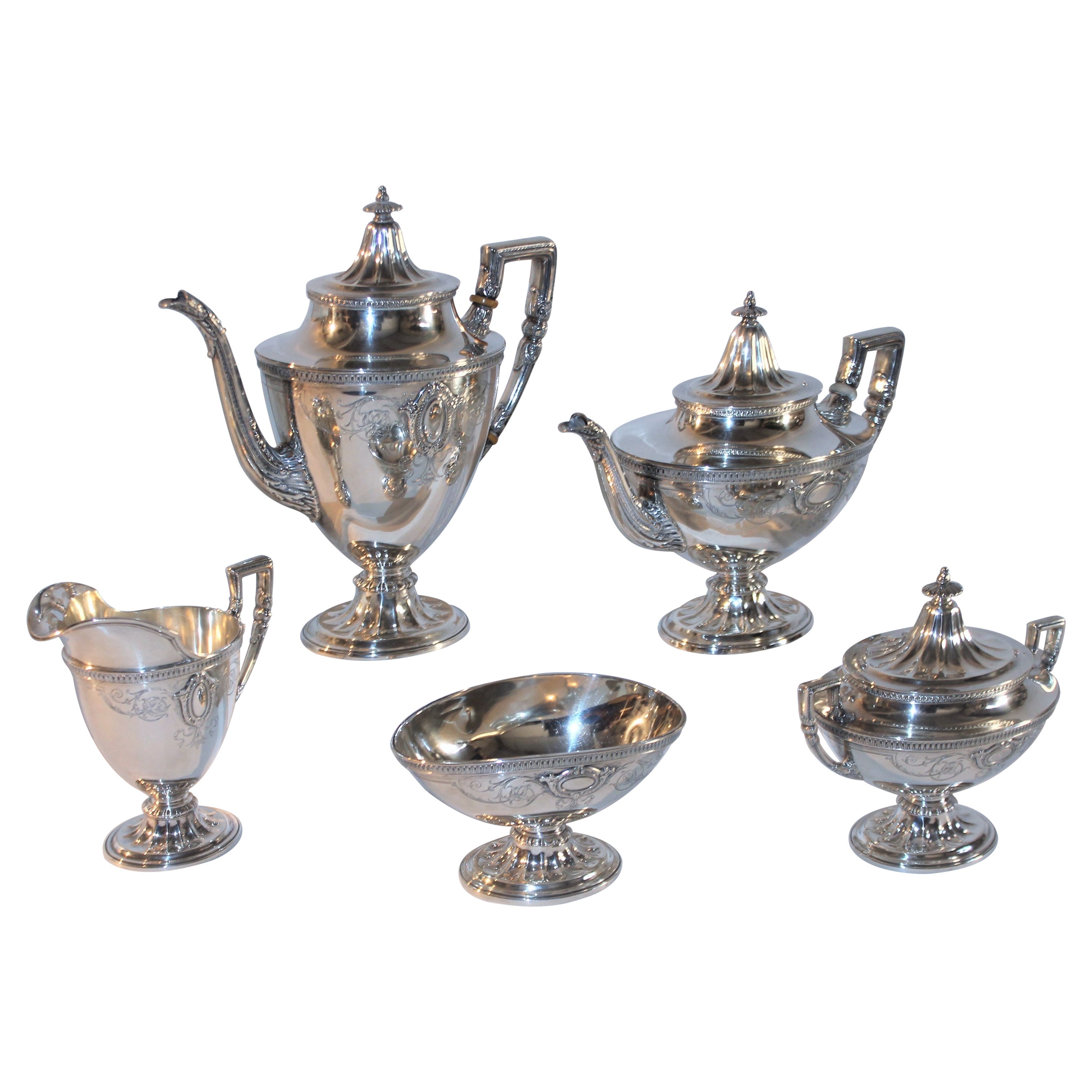 20th C Wallace Stering Silver Coffee & Tea 5 Piece Set For Sale