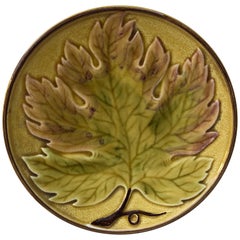 Antique German Majolica Leaf Plate, Circa 1900