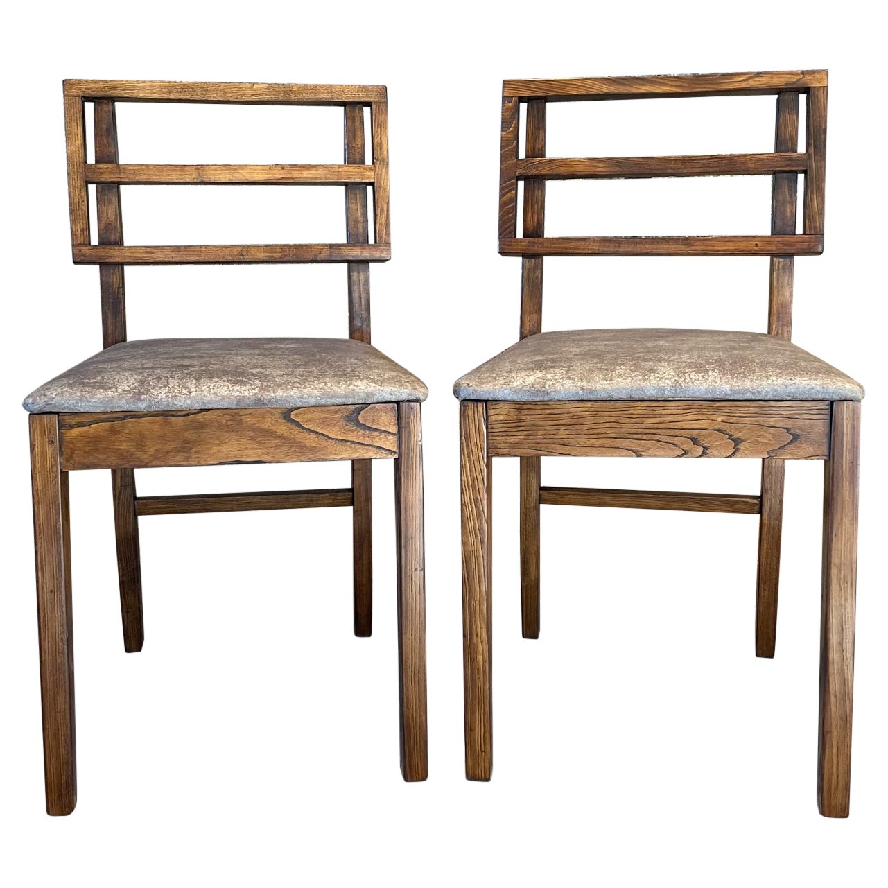 2 Modern Side Chairs in Oak, Style of Paul Laszlo Glenn of Calif 1960s Restored For Sale