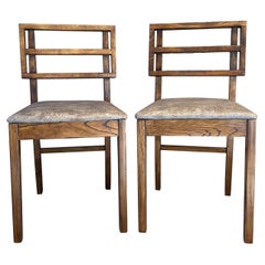 2 Modern Side Chairs in Oak, Style of Paul Laszlo Glenn of Calif 1960s Restored