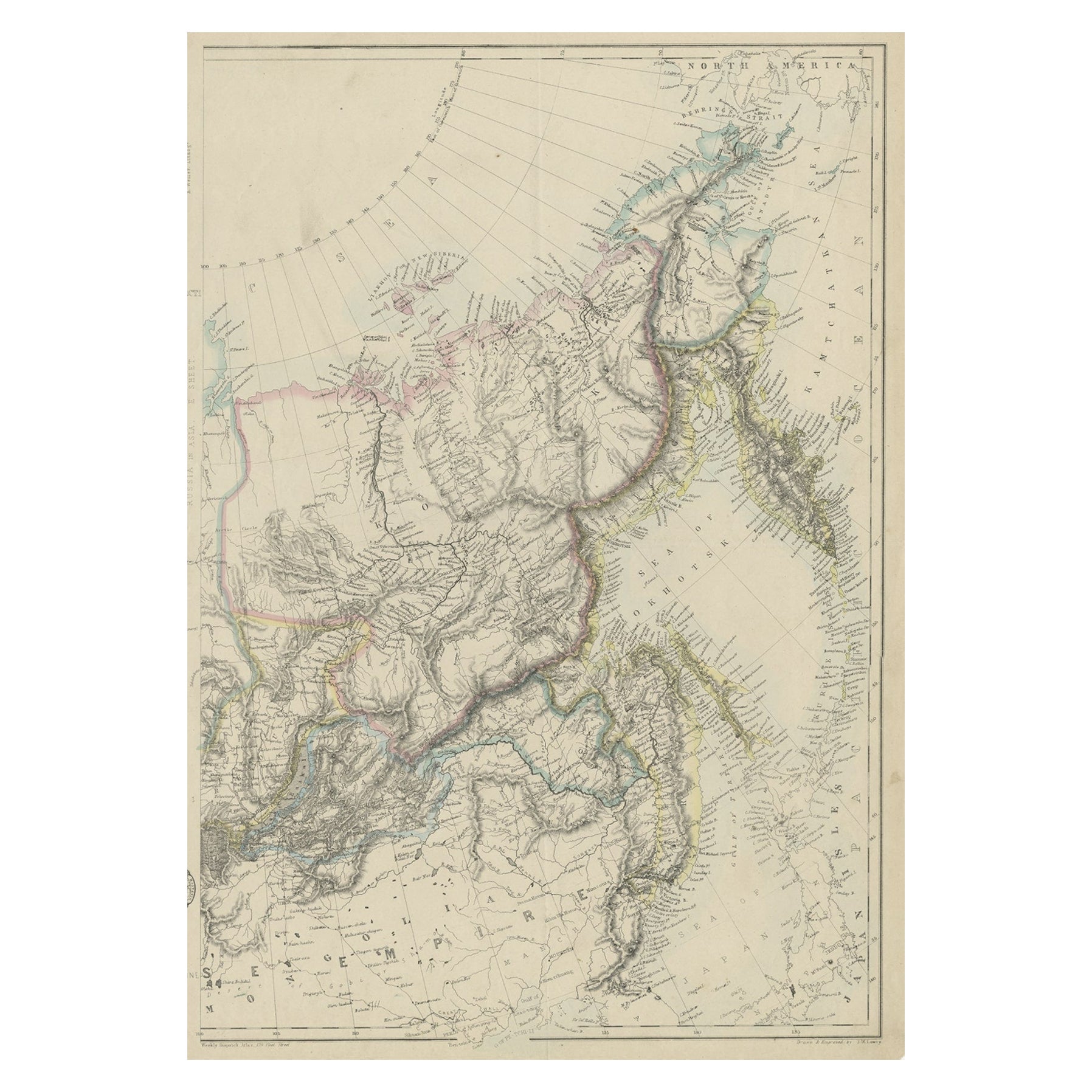 Old Map of Russia Originating from the 'Weekly Dispatch Atlas', ca.1865 For Sale