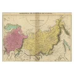 Antique Old Map of the Russian Empire, with English Language Text, Ca.1820