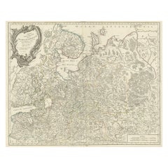 Carte ancienne originale du nord-ouest de la Russie en Europe, 1753