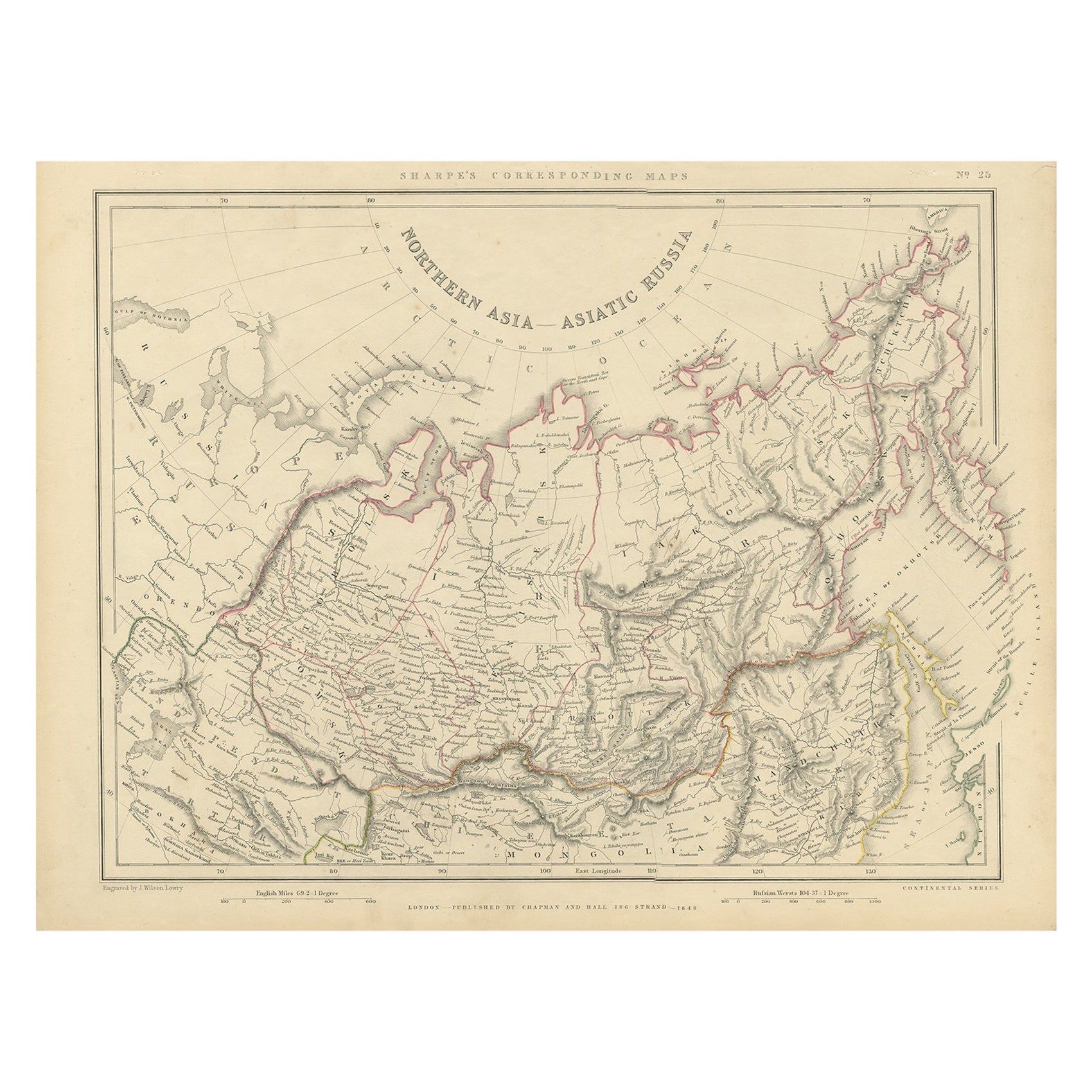 Northern Asia, Asiatic Russia, Old Map of Russia in Asia, 1849 For Sale