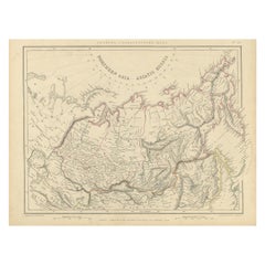 Asie du Nord, Russie asiatique, Carte ancienne de la Russie en Asie, 1849