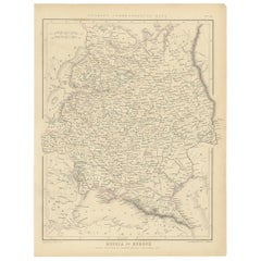 Ancienne carte originale de la Russie en Europe, 1849