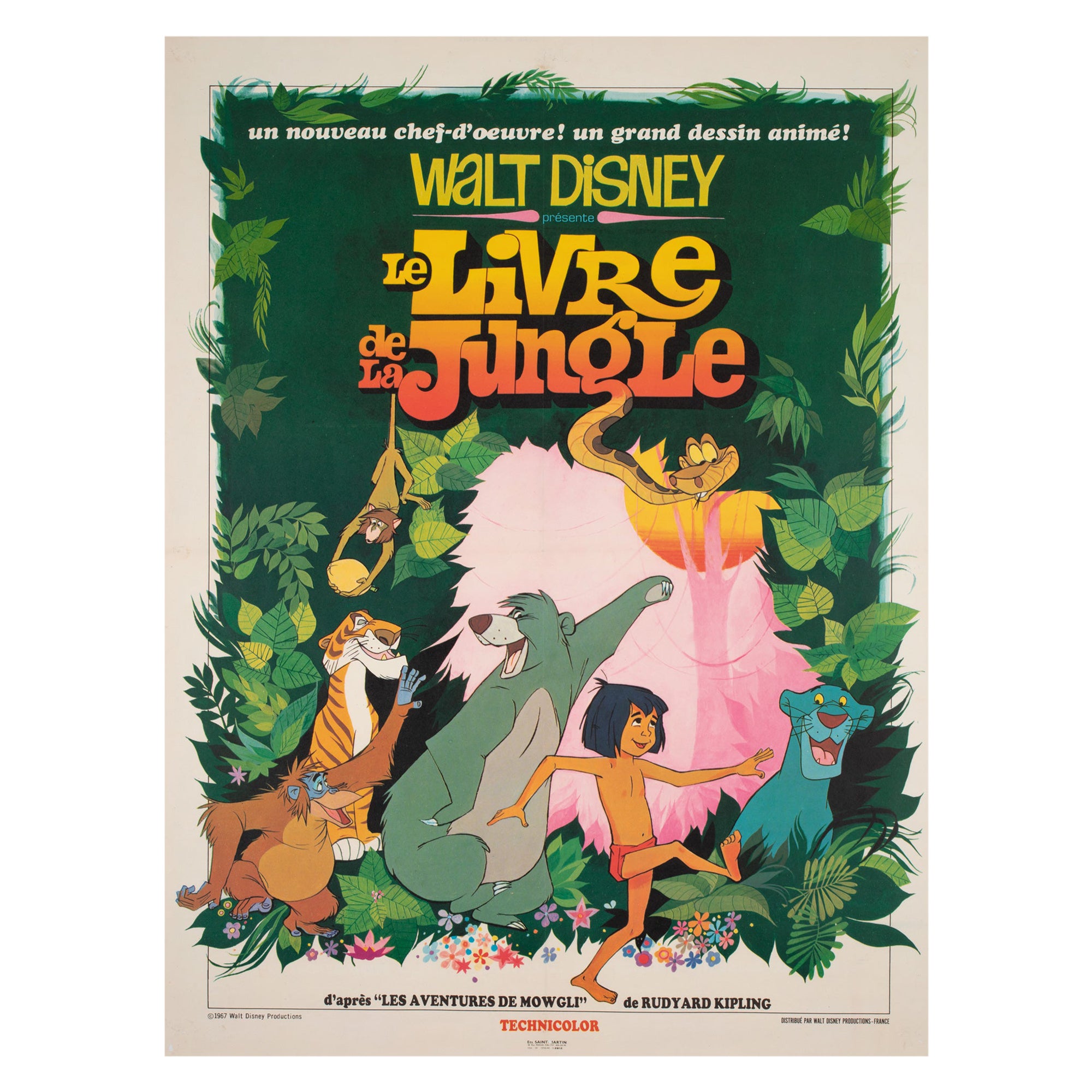 Jungle Book Original French Film Movie Poster, 1968
