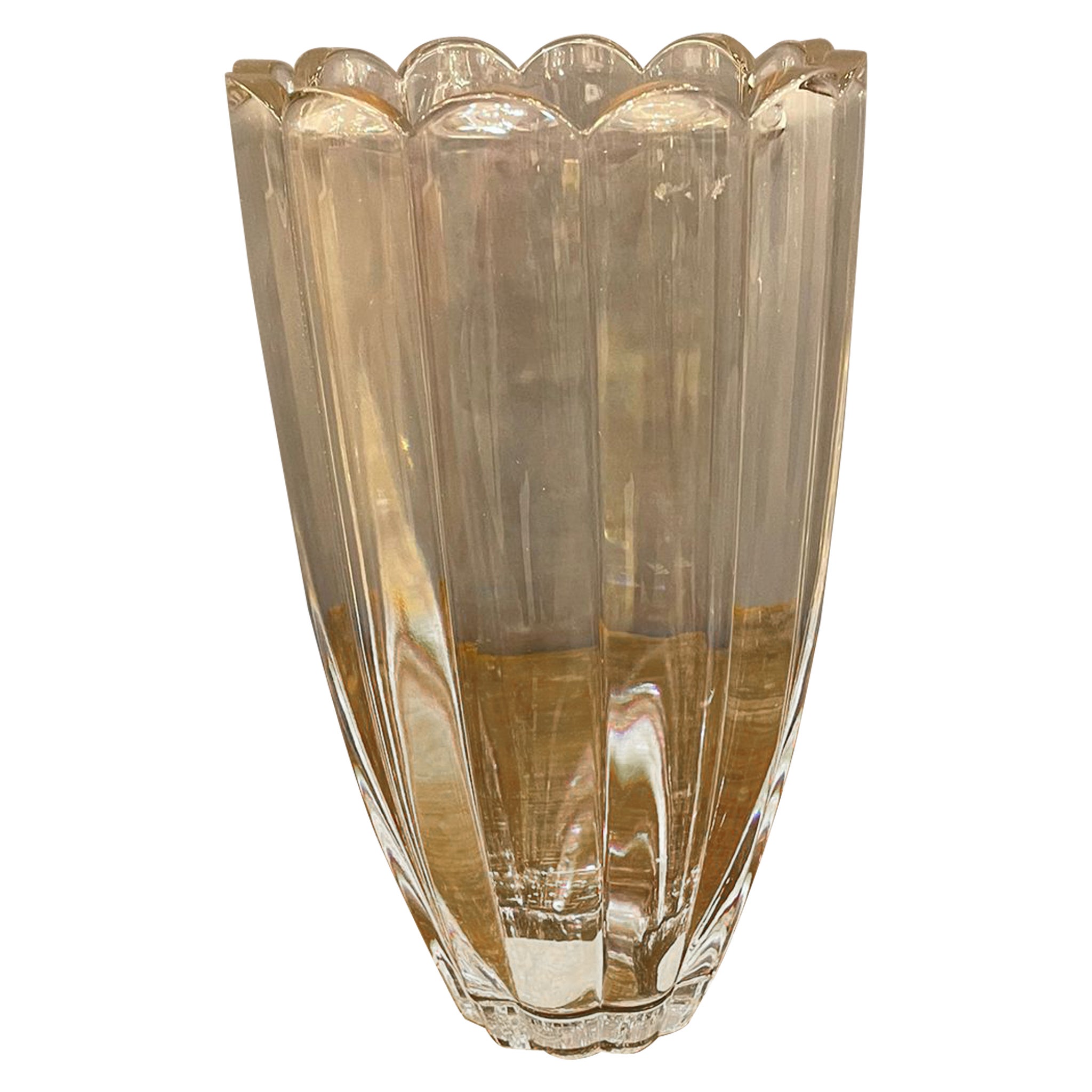 Mid-Century Crystal Tulip Vase, circa 1970s For Sale