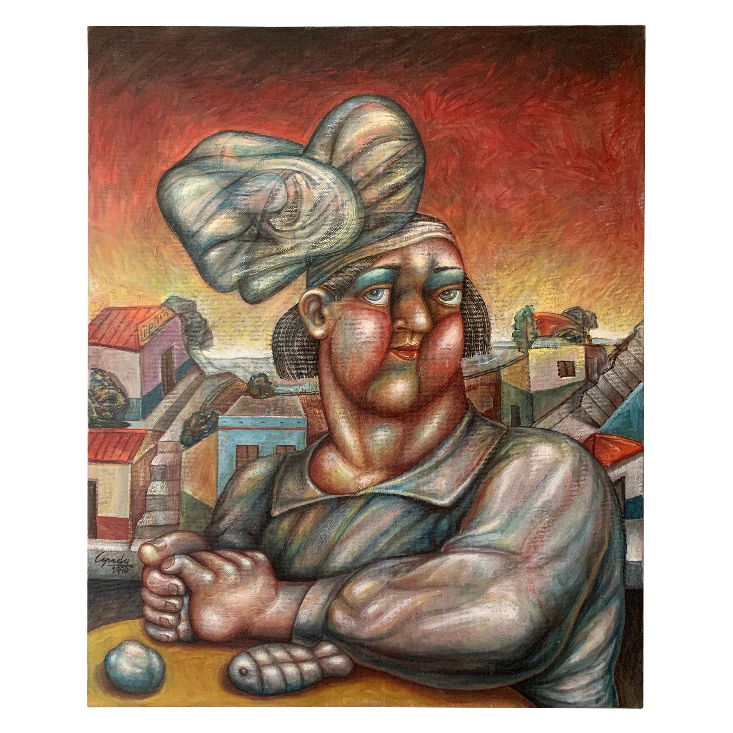 'La Hacedora De Peces' by Postwar & Contemporary Venezuelan Artist Ender Cepeda  For Sale