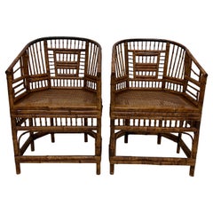 Pair of Mid-Century Brighton Pavilion Dining or Side Chairs with Tortoise Style 