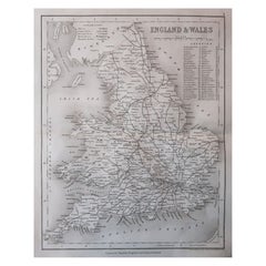 Original Antique Map of England and Wales by J.Archer, circa 1840