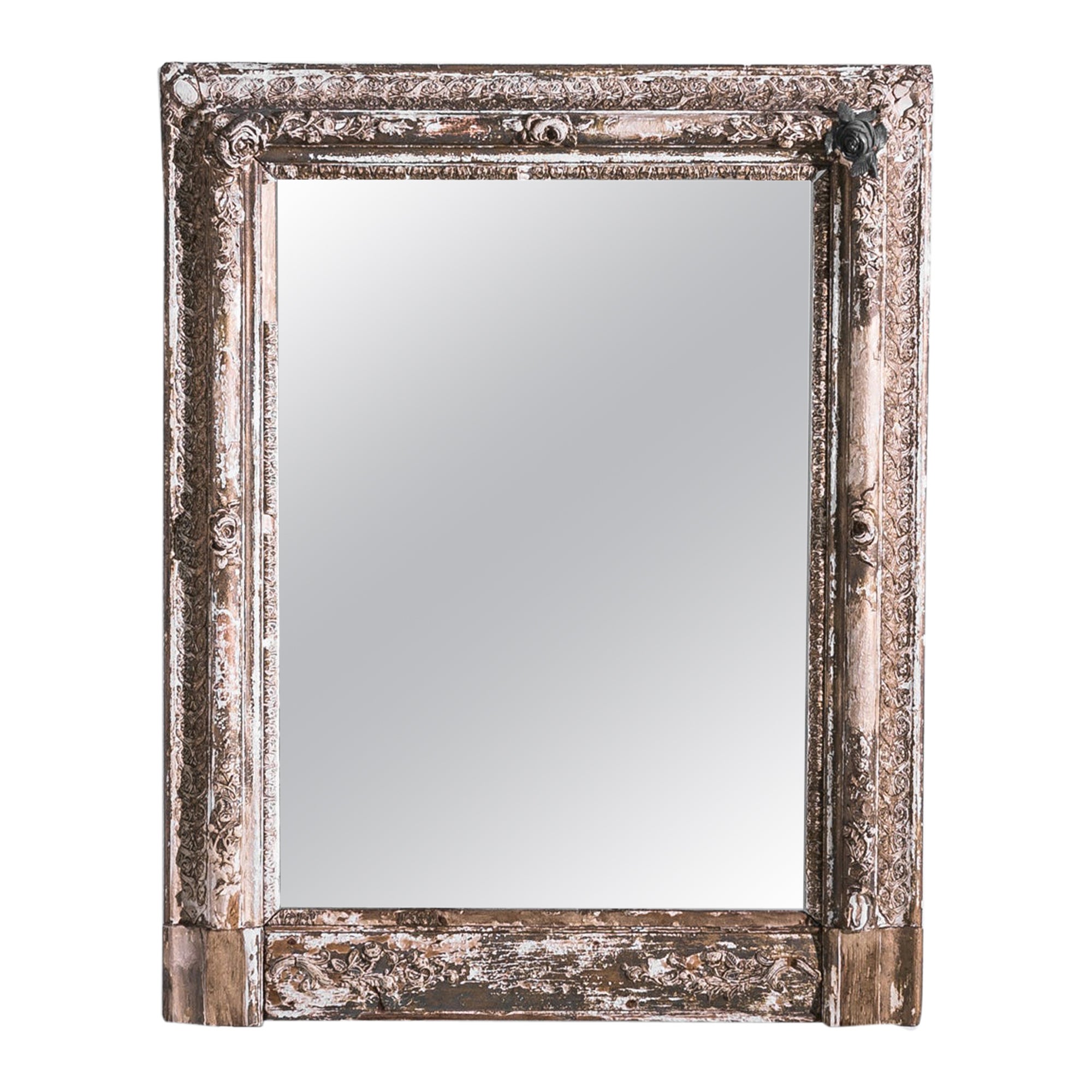 Antique Patinated French Mirror For Sale