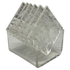 Set of Six Mid Century "Ice Glass" Lucite Coasters with Stand, USA, Circa 1970s