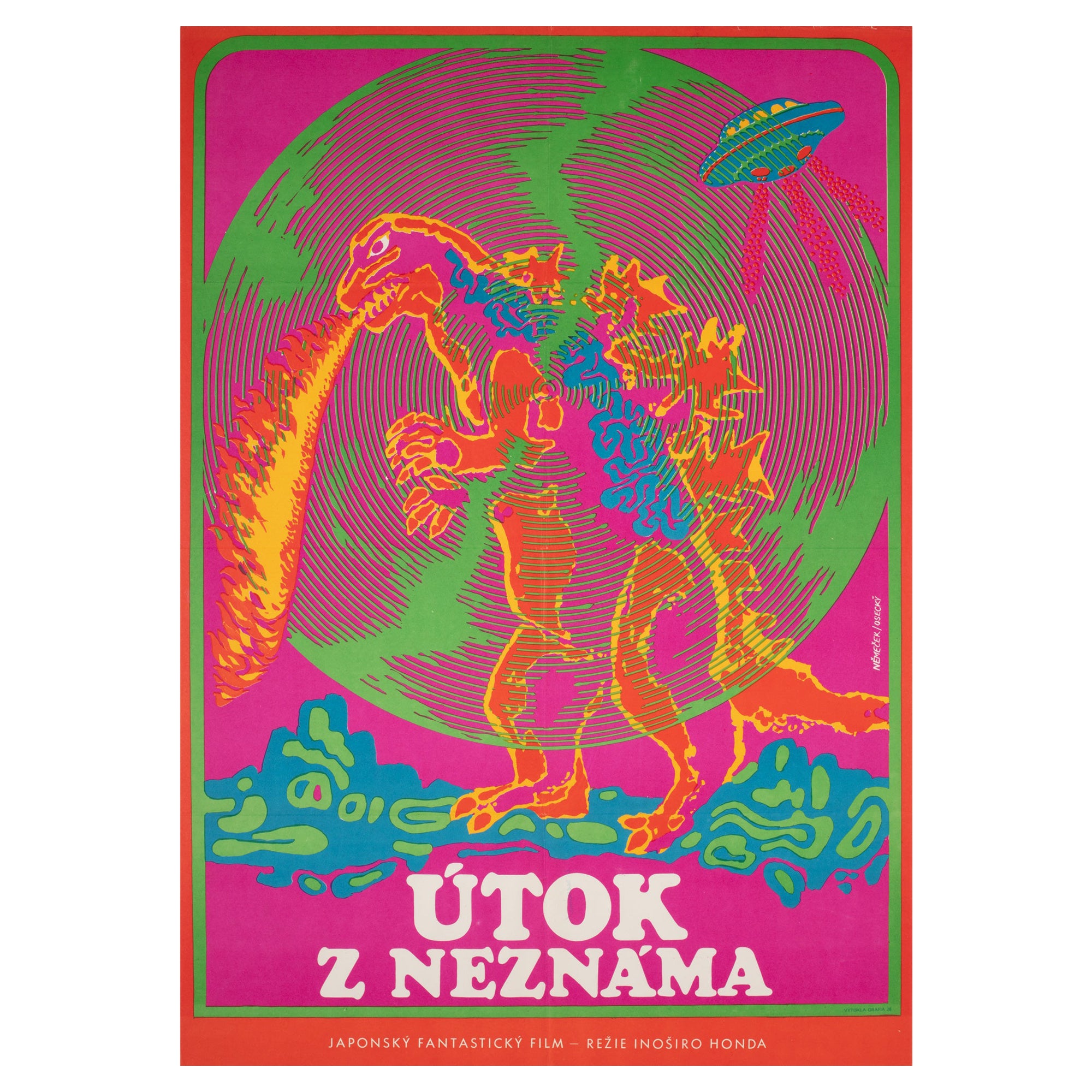 Godzilla vs Monster Zero 1971 Czech A1 Film Movie Poster, Nemecek For Sale