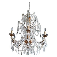 Early 20th Century Italian Louis XVI Style Bronze and Crystals Chandelier