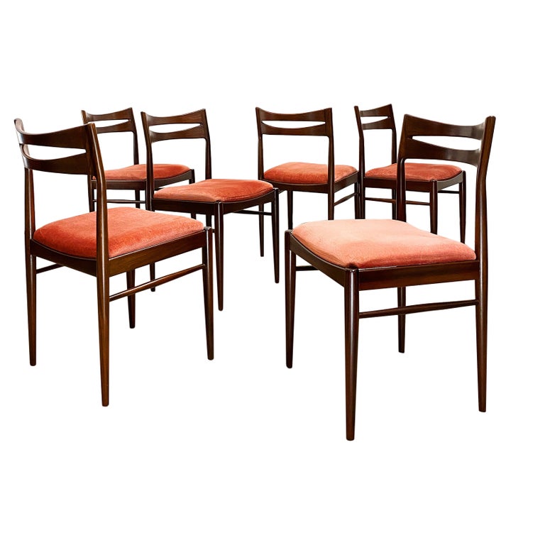 Mid Century Mahogany Colored Dining Chairs, Danish Design, Set of 6 For
