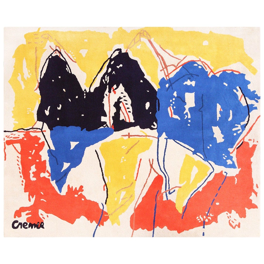 Nazmiyal Vintage Yellow Black Red Blue Artist Jan Cremer Art Rug. 8' 1" x 6' 7" 