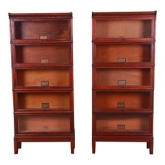 Antique Globe Wernicke Mahogany Five-Stack Barrister Bookcases, circa 1890s