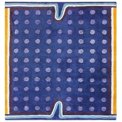 Blue Square Silk and Wool Garo Antreasian Art Rug. Size: 5 ft 7 in x 6 ft