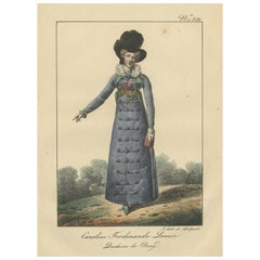  Lithographie der italienischen Prinzessin Marie-Caroline de Bourbon-Sizilien, 1820