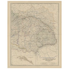 Old Map of the Austro-Hungarian Empire with an Inset Map Dalmatia, 1882