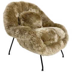 Forsyth Bespoke Womb Chair and Ottoman in New Zealand Sheepskin, Smokey Taupe