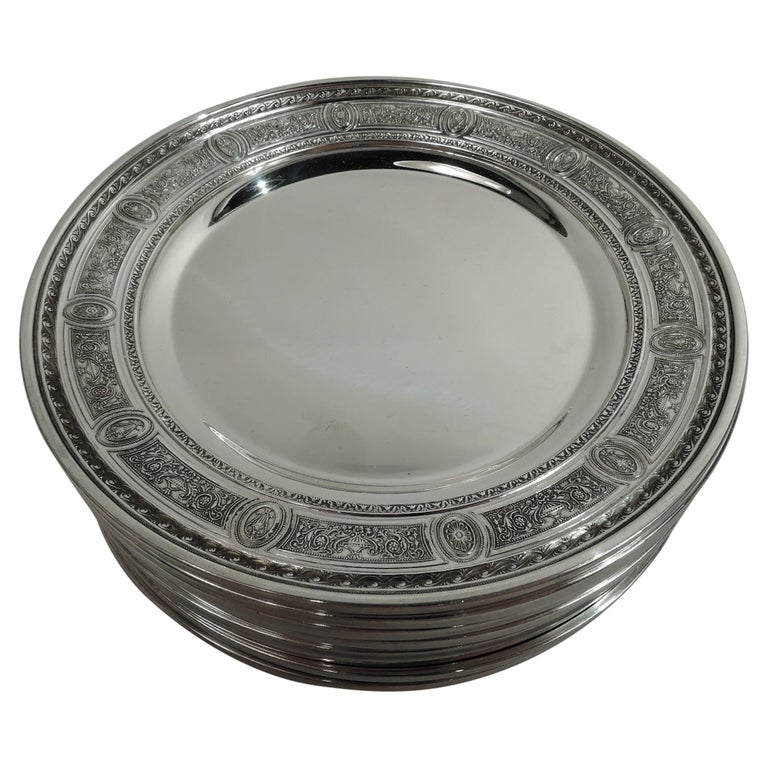 Set of 12 International Wedgwood Sterling Silver Bread and Butter