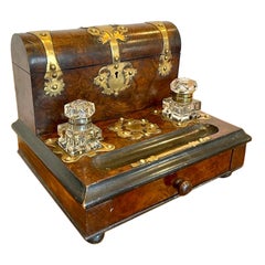 Antique Victorian Quality Burr Walnut Desk Set