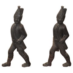 Hessian Soldier Cast Iron Andirons