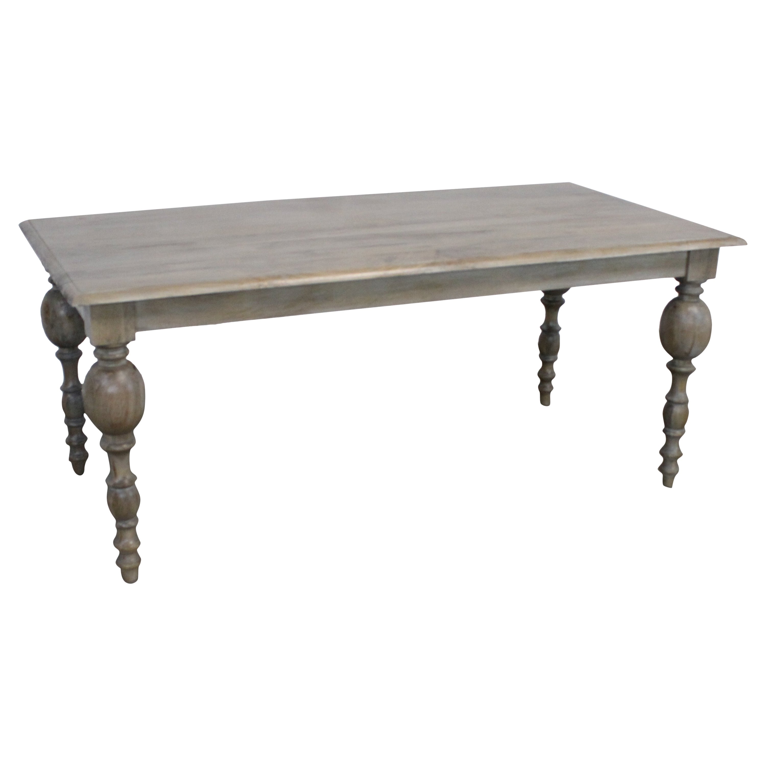 Table de salle à manger de style campagnard français rustique gris de 182,9 cm