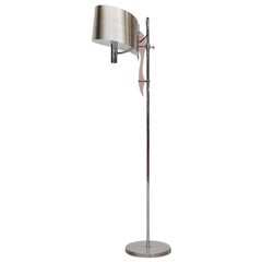 Maison Charles 1970's Brushed Aluminum Floor Lamp with Smoked Acrylic Accent