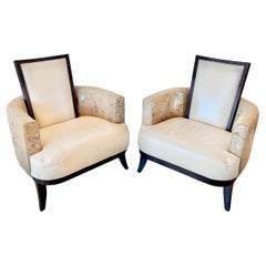 Pair of Antique Deco Two Tone Chairs 
