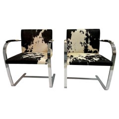 Pair of Mies van der Rohe Flat Chromed Steel Brno Chairs for Knoll