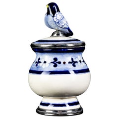 Ceramic and White Metal 'Alpaca' Compote Bird Centrepiece
