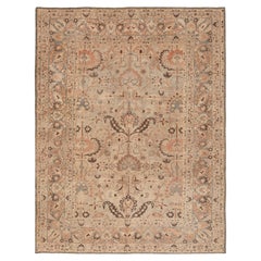 Light Blue and Brown Antique Persian Khorassan Rug. Size: 9' 10" x 12' 10" 