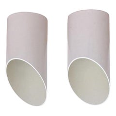 1970s Pair of Claudio Dini "Obliqua" Sconces in White for Bieffeplast, Italy