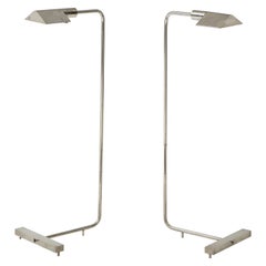 Pair of Nickel Plated Bronze Reading Lamps by Cedric Hartman, USA, 1970's