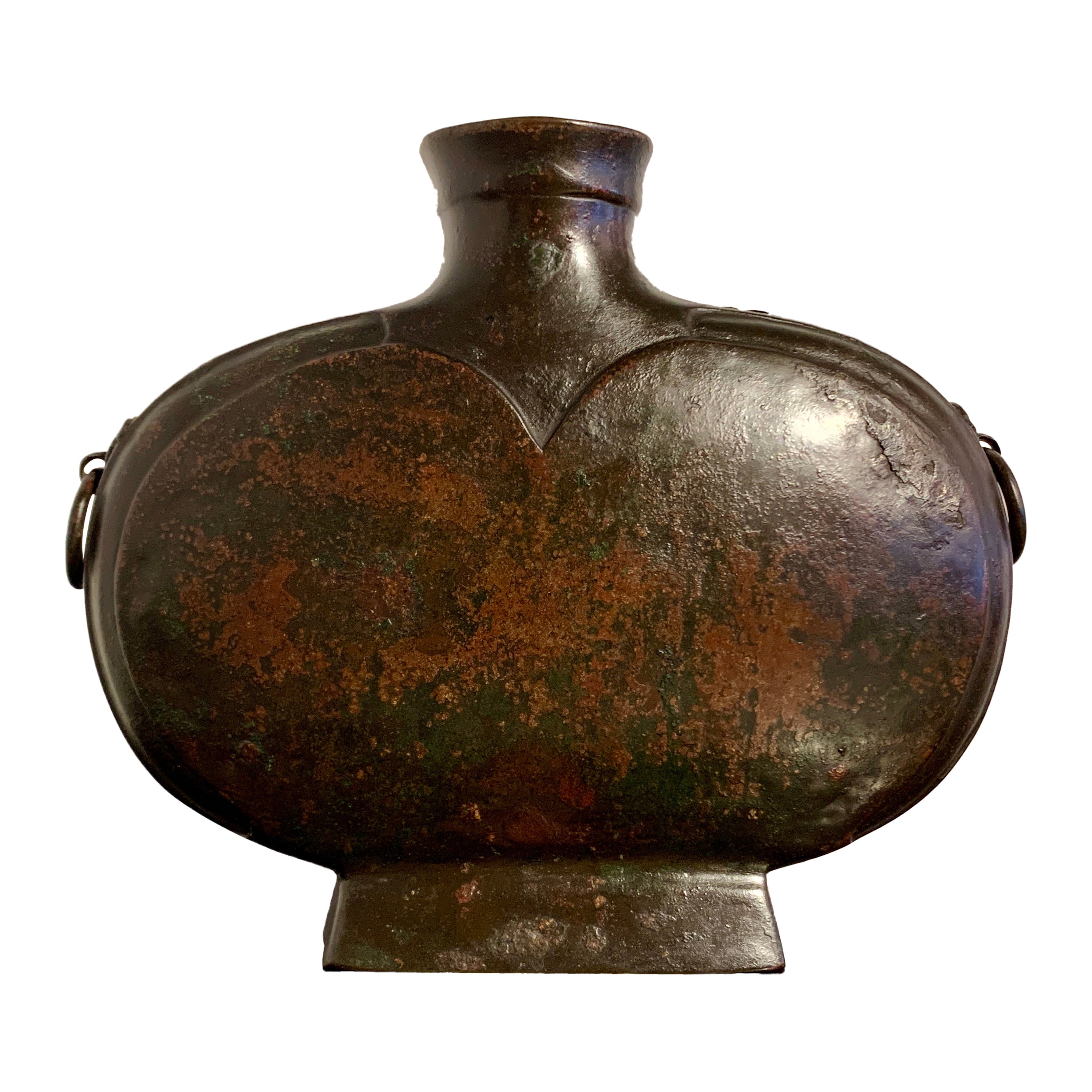 Chinesisches gewölbtes Weingefäß aus Bronze, Bianhu, Han-Dynastie, China