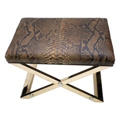 Karl Springer X Base Snakeskin Bench